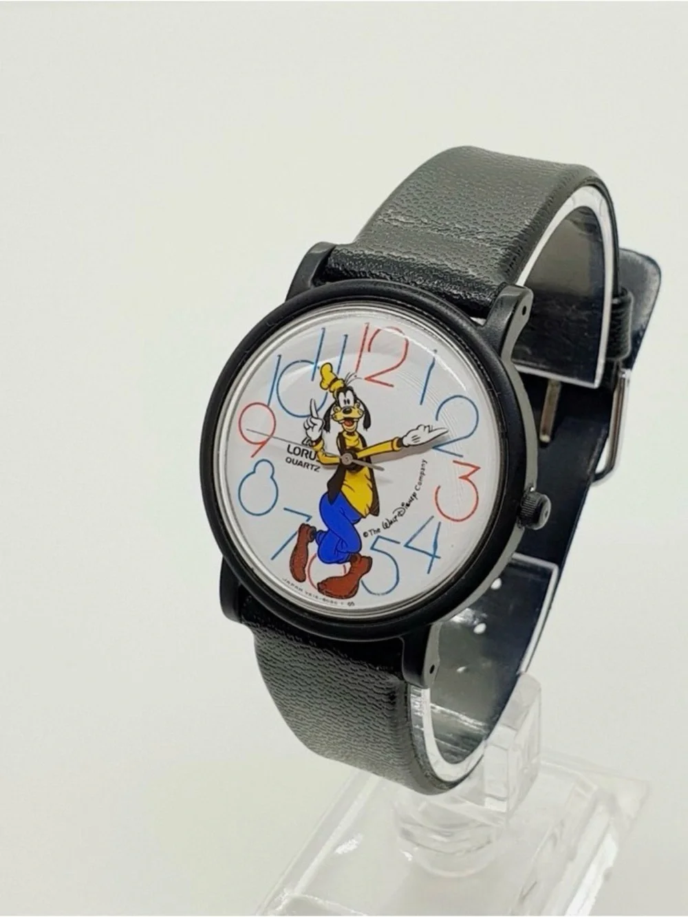 1990s Lorus by Seiko Goofy Disney Watch for Men and Women Black Case WhiteDial